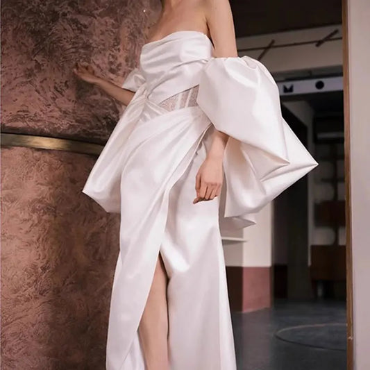 Satin Puffy Sleeved Detachable Bridal Cape Wedding Jacket