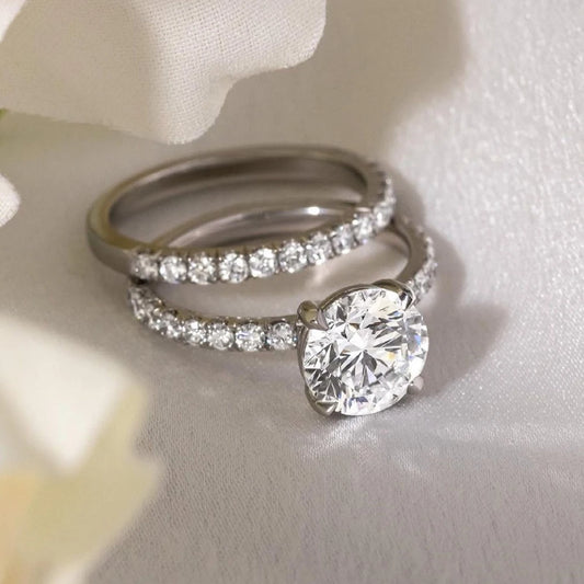 Full Moissanite Bridal Rings Set With Certificate D Color Diamond Engagement Ring 925 Sterling Silver Wedding Band For Women