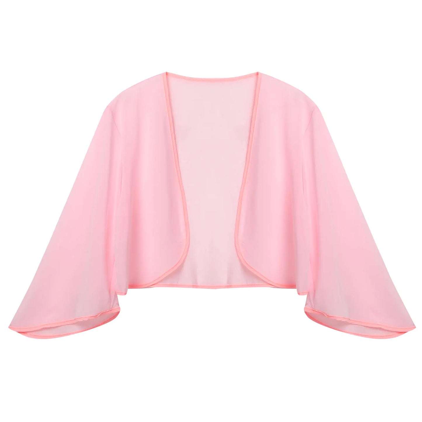 Women 3/4 Sleeve Chiffon Cardigan Bolero Shawls Outerwear Wedding Bridal Party Dress Wraps Beach Vacation Cover Ups Soft Cape