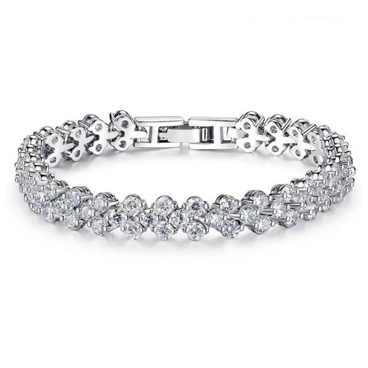 925 Sterling Silver Love Zircon Bracelet – Luxury Bridal Gift