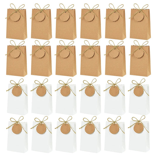 Kraft Paper Gift Boxes with Rope Handle | Set of 10/50 | Retro Wedding Favor Boxes | Party & Holiday Packaging