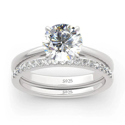 2.0ct GIC Certified Moissanite Bridal Ring Set | 925 Sterling Silver White Gold Plated | Engagement & Wedding Ring