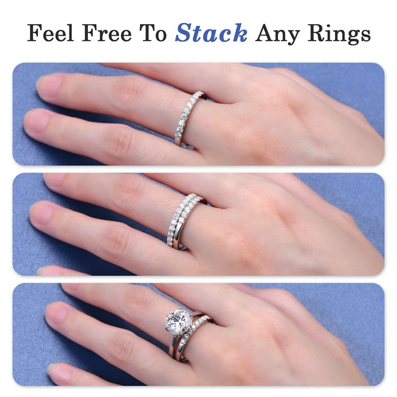2.0ct GIC Certified Moissanite Bridal Ring Set | 925 Sterling Silver White Gold Plated | Engagement & Wedding Ring