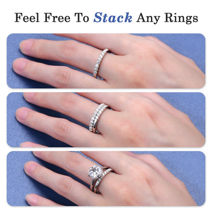 2.0ct GIC Certified Moissanite Bridal Ring Set | 925 Sterling Silver White Gold Plated | Engagement & Wedding Ring