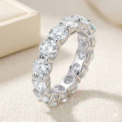 GRA Certified D Color VVS1 Moissanite Wedding Band | 925 Sterling Silver | Round Cut Bridal Ring