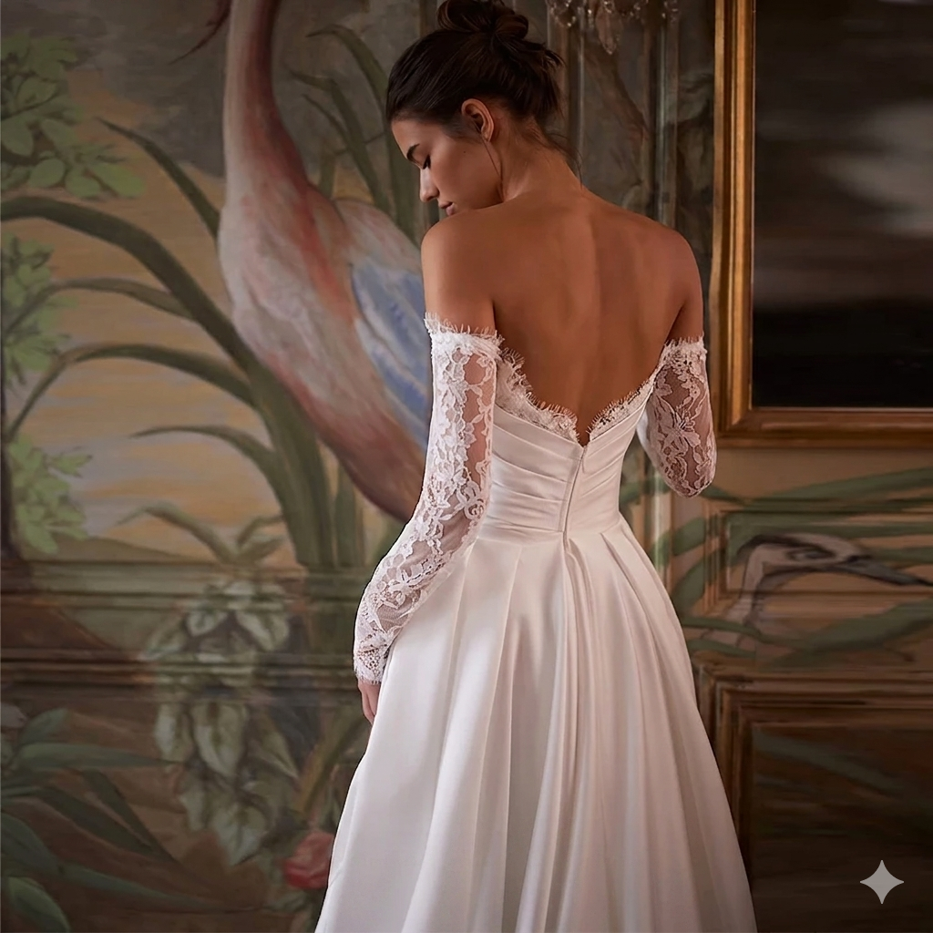 Elegant Satin Sweetheart Wedding Gown – Custom Side-Slit Bridal Dress
