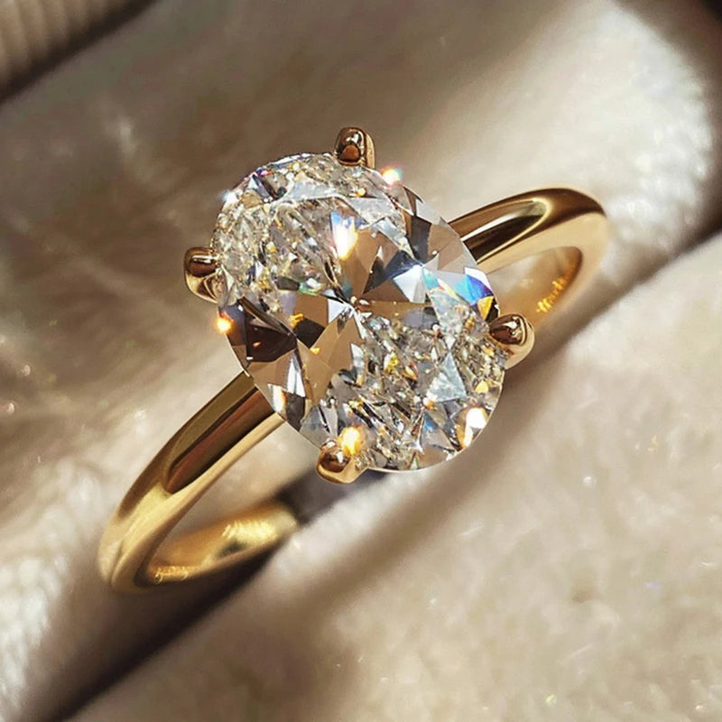 Gorgeous Shiny Oval Zircon 925 Sterling Silver Ring