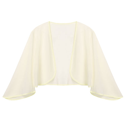 Women 3/4 Sleeve Chiffon Cardigan Bolero Shawls Outerwear Wedding Bridal Party Dress Wraps Beach Vacation Cover Ups Soft Cape