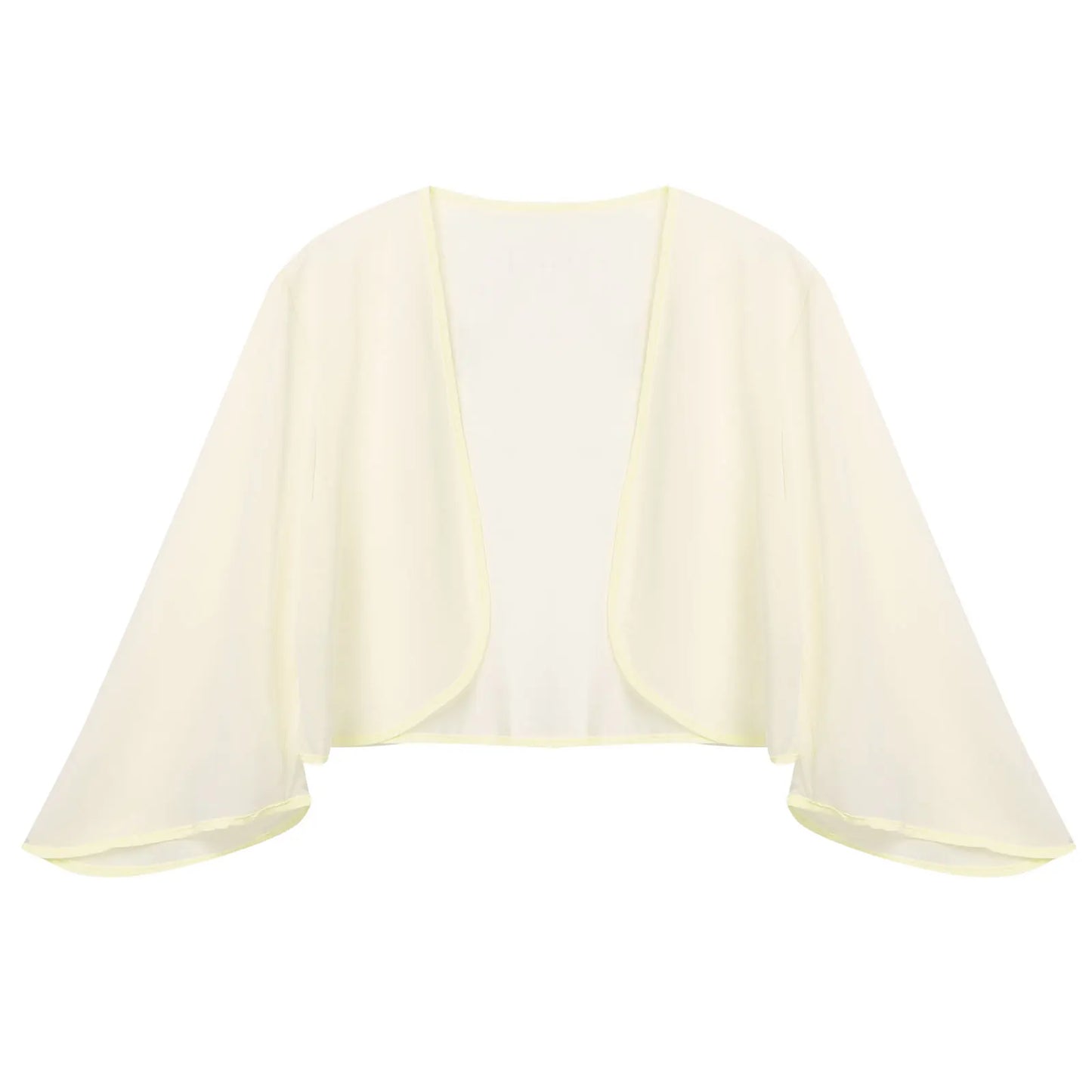 Women 3/4 Sleeve Chiffon Cardigan Bolero Shawls Outerwear Wedding Bridal Party Dress Wraps Beach Vacation Cover Ups Soft Cape
