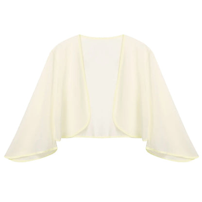 Women 3/4 Sleeve Chiffon Cardigan Bolero Shawls Outerwear Wedding Bridal Party Dress Wraps Beach Vacation Cover Ups Soft Cape