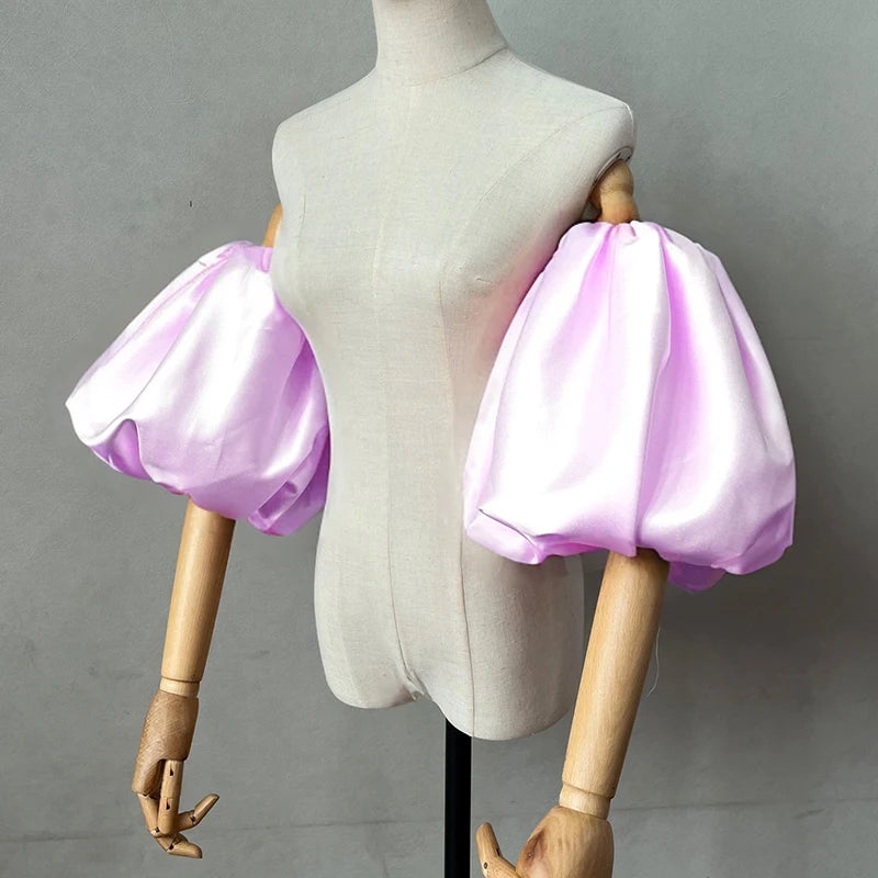 Satin Removable Puffy Short Sleeves Bridal Arm Accessories
