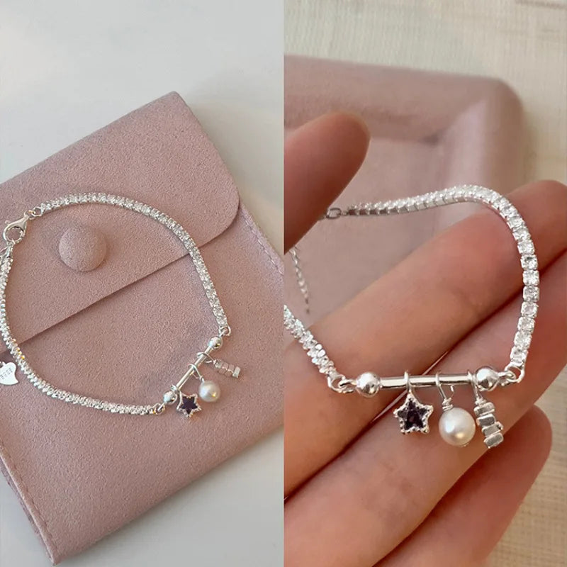925 Sterling Silver Butterfly Bead String Bracelet