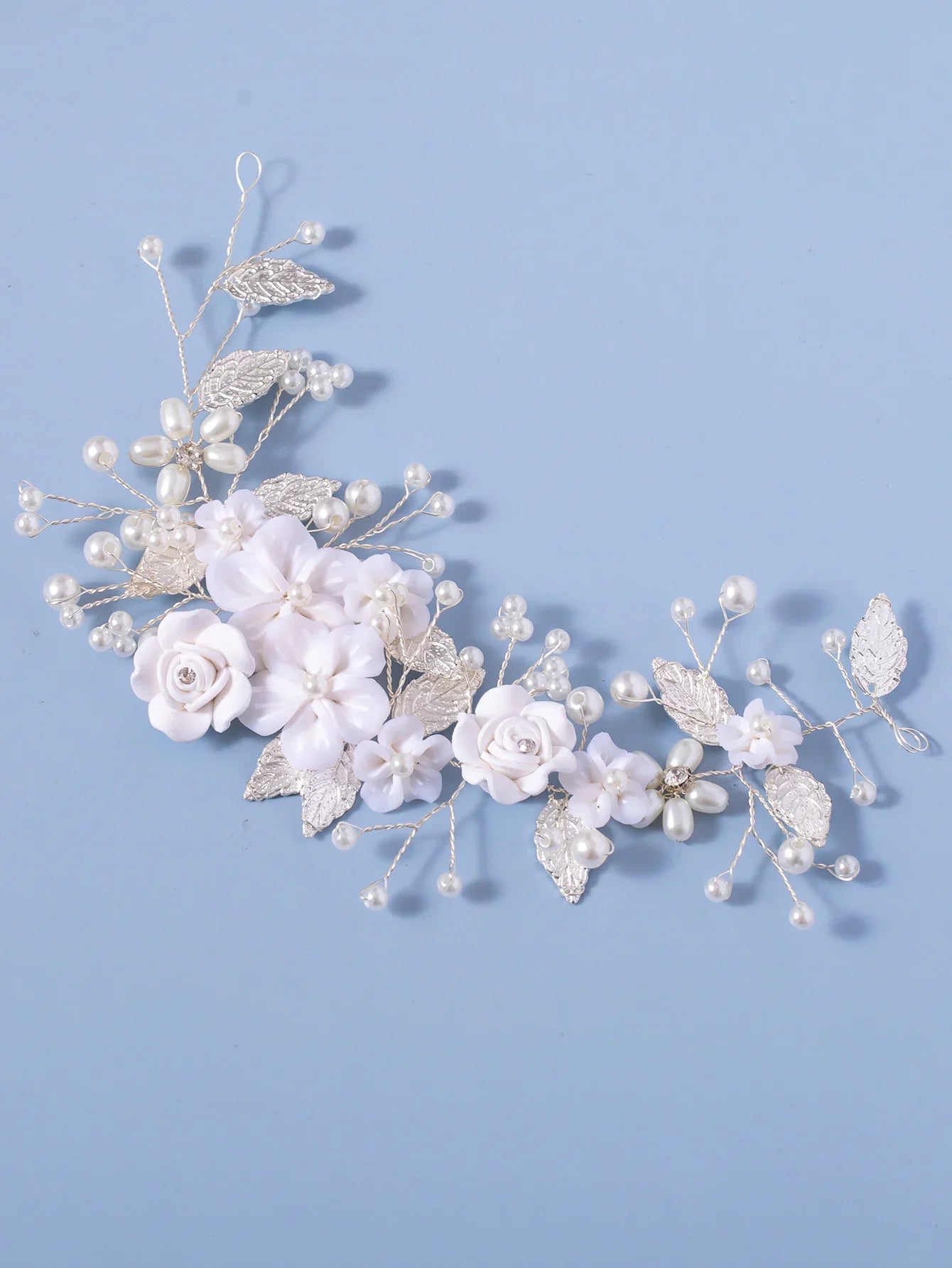 Elegant Bridal Hair Vine – Pearl and Rhinestone Leaf Wedding Headpiece