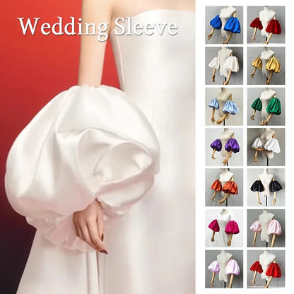 Satin Removable Puffy Short Sleeves Bridal Arm Accessories