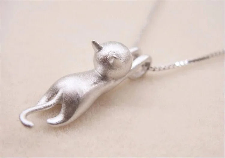 925 Sterling Silver Cute Kitty Pendant Necklace