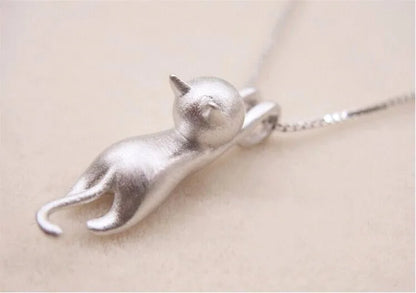 925 Sterling Silver Cute Kitty Pendant Necklace