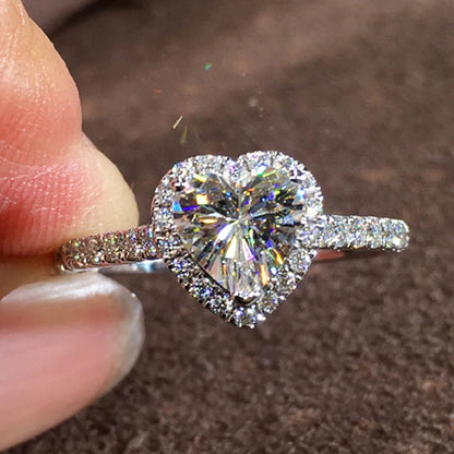 Cubic Zirconia Heart Wedding Band | Prong Setting Bridal Ring | Women's Wedding Jewelry