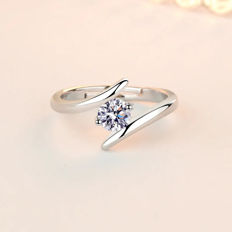 Simple 925 Sterling Silver Tension Setting Zircon Ring