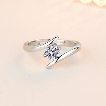 Simple 925 Sterling Silver Tension Setting Zircon Ring