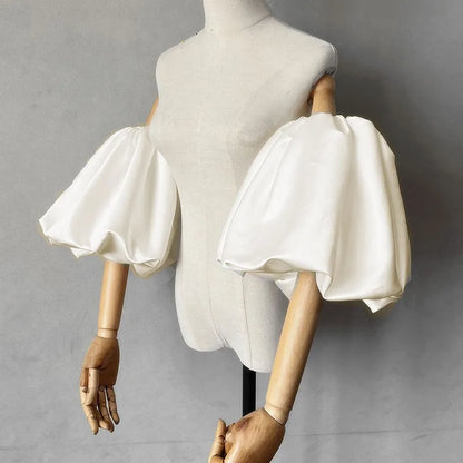Satin Removable Puffy Short Sleeves Bridal Arm Accessories
