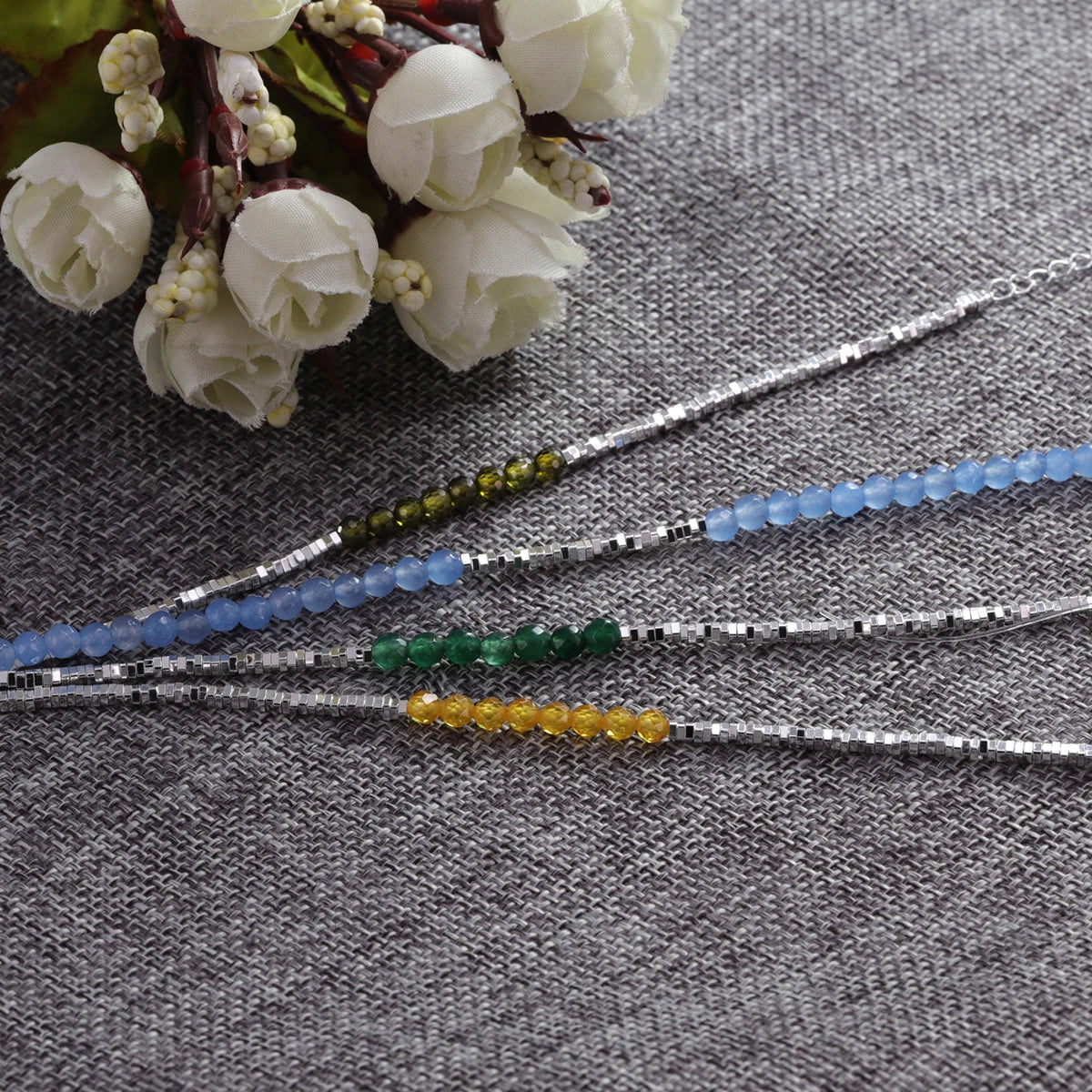 925 Sterling Silver Butterfly Bead String Bracelet