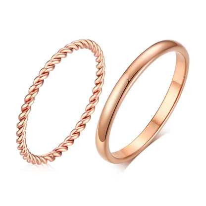 18K Gold Plated Vintage Twisted Rope Ring | Stainless Steel | Women's Wedding & Party Ring