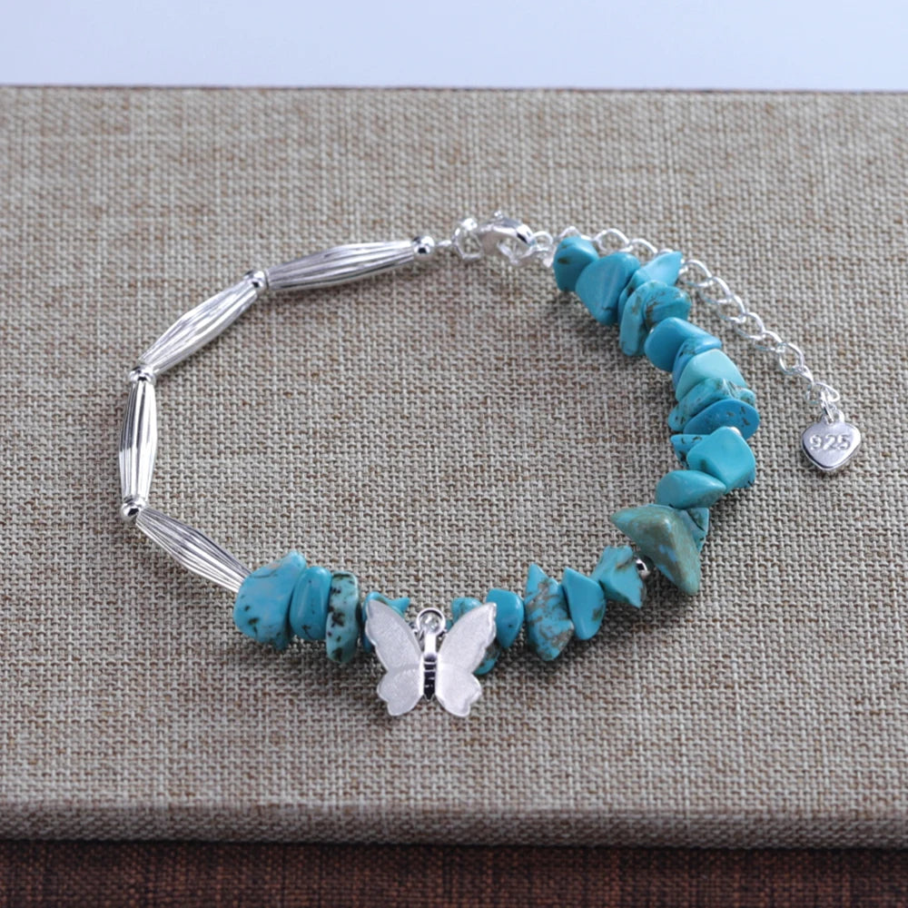 925 Sterling Silver Butterfly Bead String Bracelet