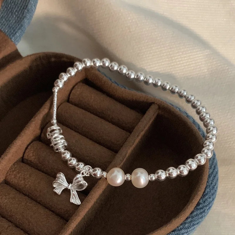 925 Sterling Silver Butterfly Bead String Bracelet
