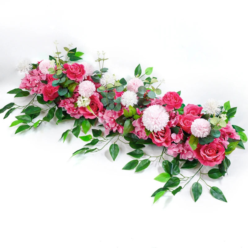 100 cm White Rose Flower Row Wedding Table Centerpiece
