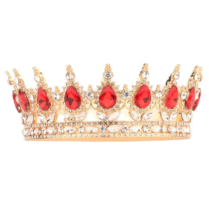 European Regal Round Crown – Colorful Crystal Wedding Tiara