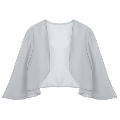Women 3/4 Sleeve Chiffon Cardigan Bolero Shawls Outerwear Wedding Bridal Party Dress Wraps Beach Vacation Cover Ups Soft Cape