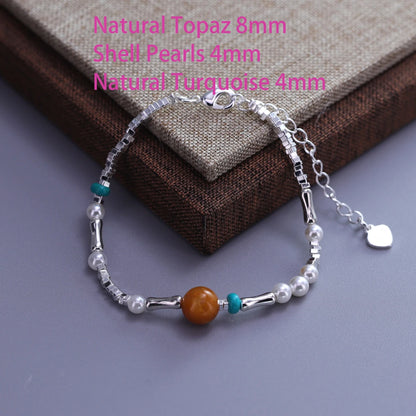 925 Sterling Silver Butterfly Bead String Bracelet