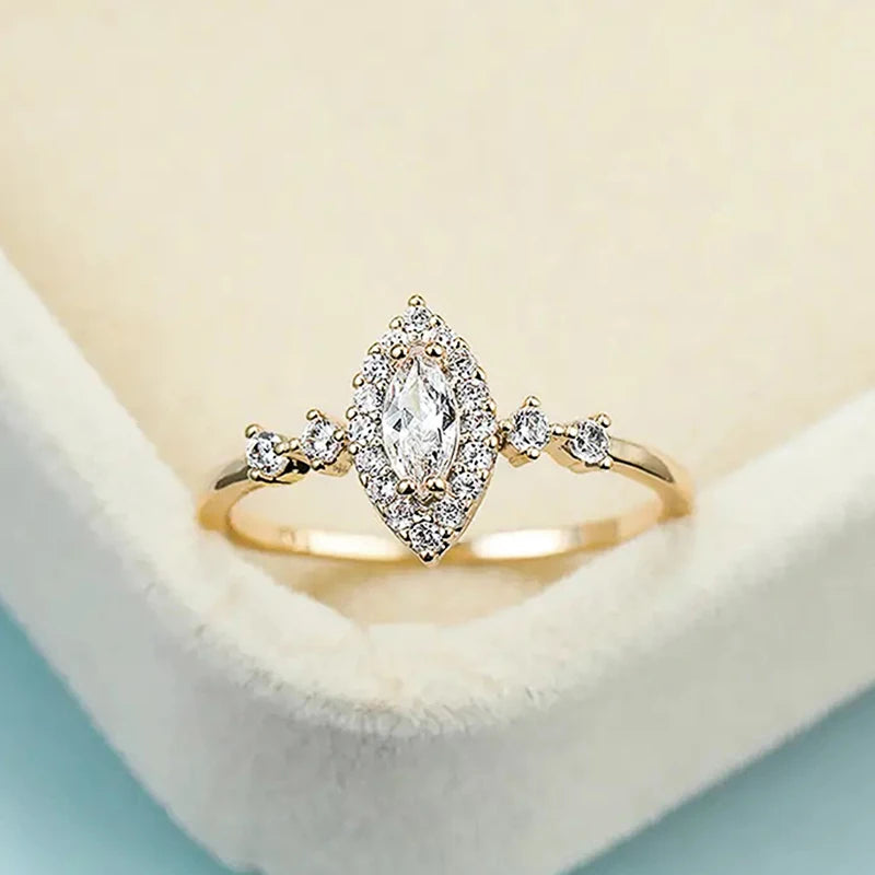 Geometric Cubic Zirconia Wedding Band | Trendy Bridal Ring | Women’s Fashion Jewellery