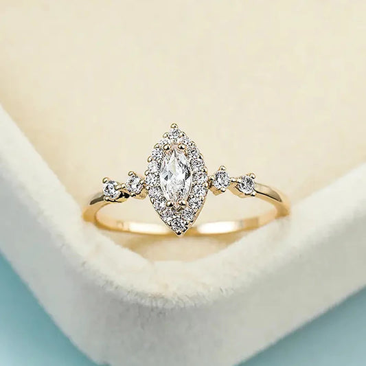 Geometric Cubic Zirconia Wedding Band | Trendy Bridal Ring | Women’s Fashion Jewellery