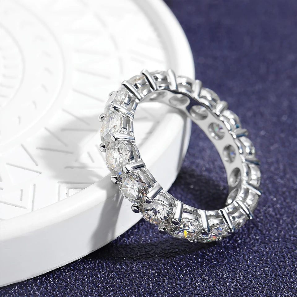 GRA Certified D Color VVS1 Moissanite Wedding Band | 925 Sterling Silver | Round Cut Bridal Ring