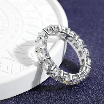 GRA Certified D Color VVS1 Moissanite Wedding Band | 925 Sterling Silver | Round Cut Bridal Ring