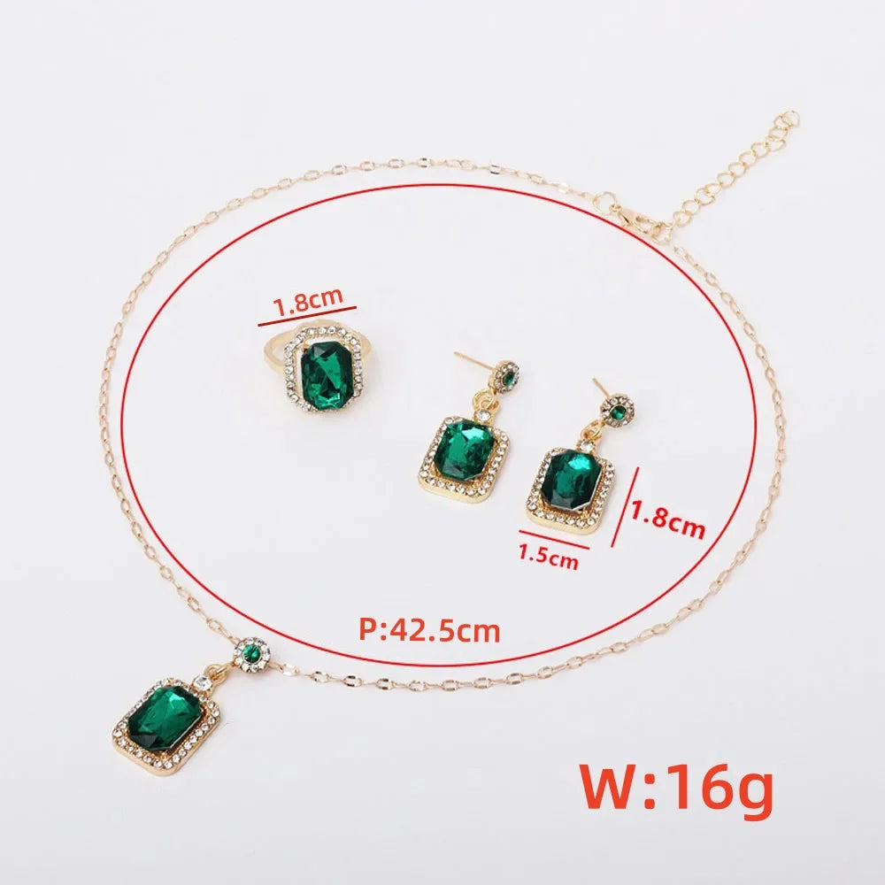 Exquisite Quadrate Rhinestone 4PCS Jewelry Set