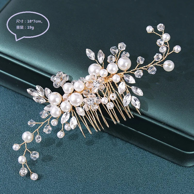 Handmade Pearl Flower Bridal Hair Comb – Silver Crystal Wedding Clip