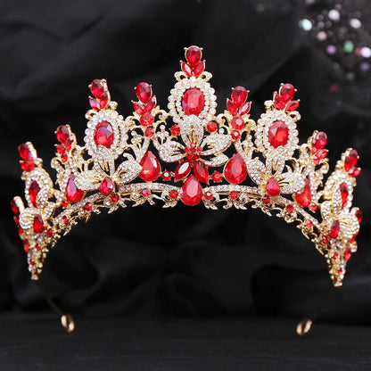 Bloom Veil Co. Royal Queen Champagne Gold Bridal Crown – Luxury Crystal Wedding Tiara