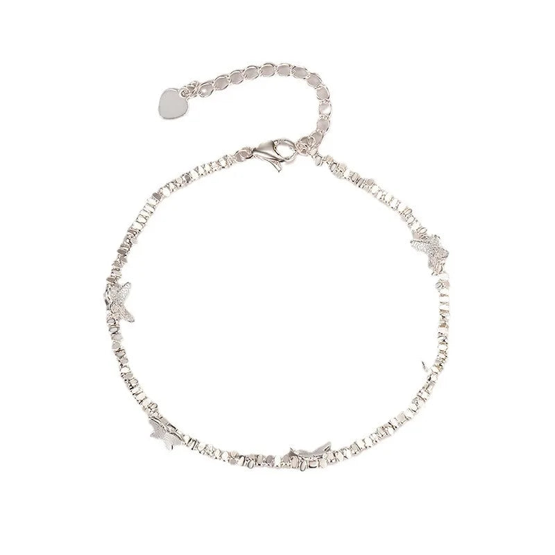 925 Sterling Silver Butterfly Bead String Bracelet