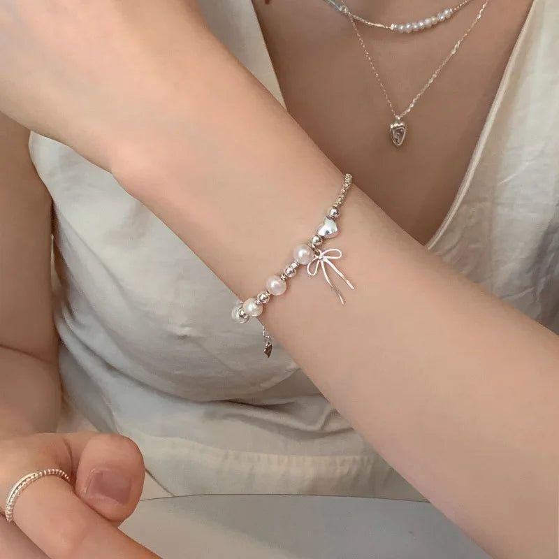 925 Sterling Silver Butterfly Bead String Bracelet
