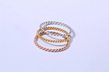 18K Gold Plated Vintage Twisted Rope Ring | Stainless Steel | Women's Wedding & Party Ring