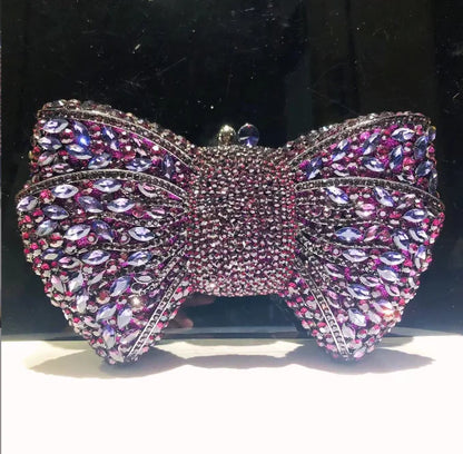 Newest Rhinestone Green/Black Clutch Purse Bow Luxury Diamond Women Red Evening Clutches Bags Wedding Bridal Bag Stones Handbags