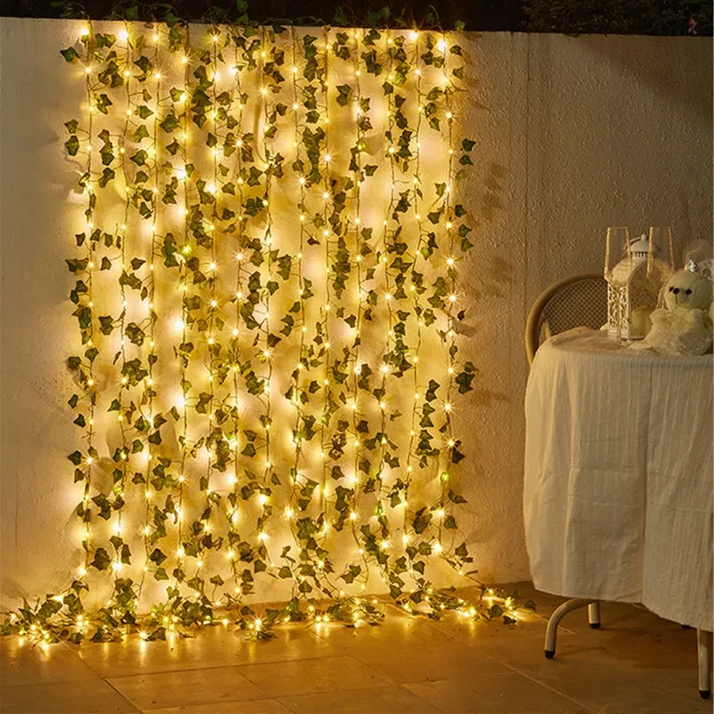 Botanical Green Leaf LED Fairy String Lights Garland