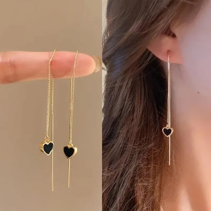 French Luxury Long Zircon Tassel Twisted Drop Earrings