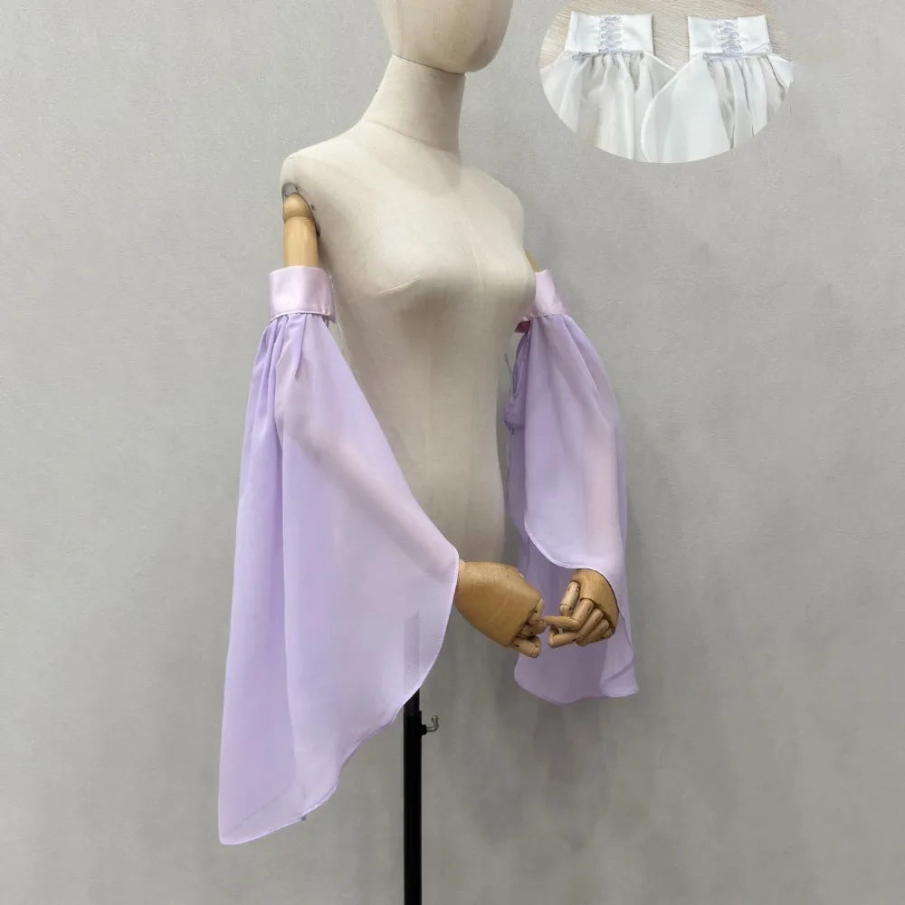 Elegant Sunscreen Long Tulle Sleeves Thin Breathable Detachable Sleeves Chiffon Sheer Bridal Gloves Wedding Party