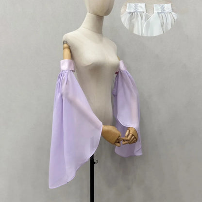 Elegant Sunscreen Long Tulle Sleeves Thin Breathable Detachable Sleeves Chiffon Sheer Bridal Gloves Wedding Party