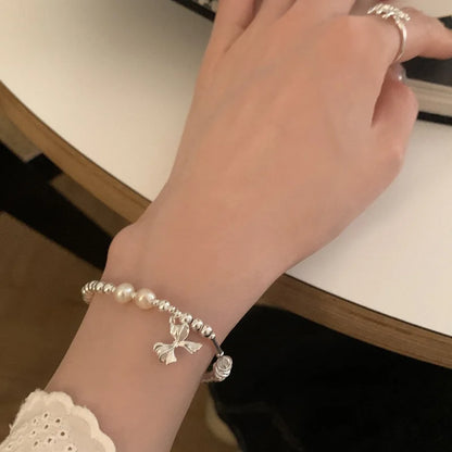 925 Sterling Silver Butterfly Bead String Bracelet