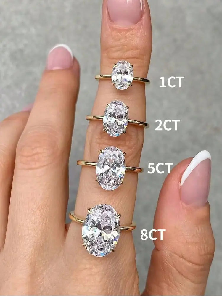 Gorgeous Shiny Oval Zircon 925 Sterling Silver Ring