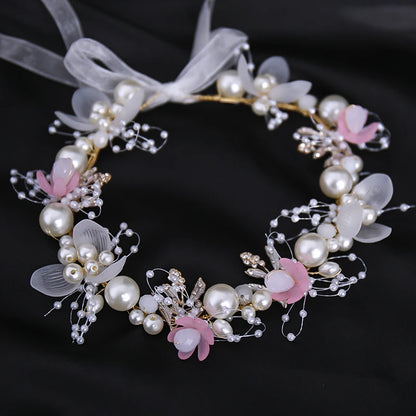 Pearl Flower Crown Headband – Boho Bridal Crystal Headpiece